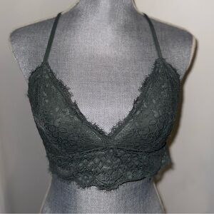 Aerie Lace Bralette in Forest Green